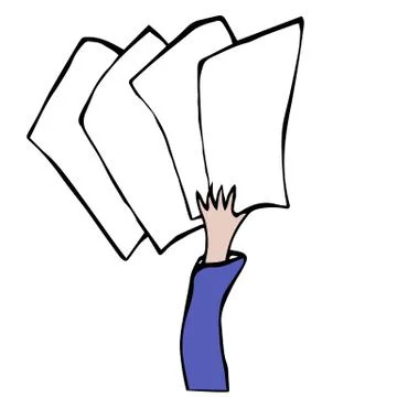 Cartoon Hand Holding Empty Blank Paper or Card. Vector Illustration. Stock-Illustration