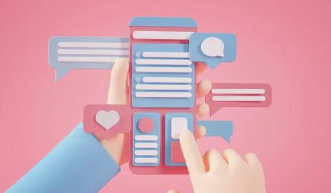Cartoon hand holding interface smartphone Stock Illustration