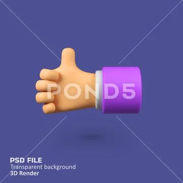 Like cartoon hand isolated 3d render icon illustration PSD Template