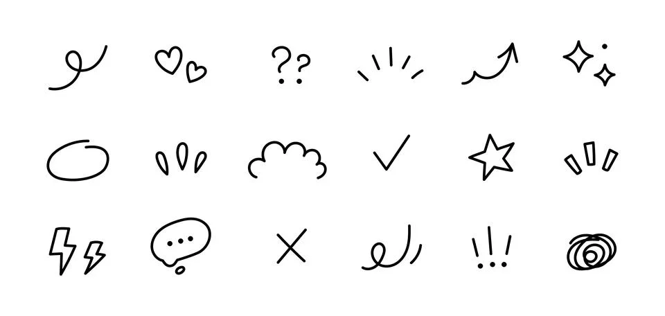 Cartoon hand line effect element arrow brush draw sketch express icon. Hand Stock Illustration