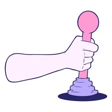 Cartoon hand pulling lever in bright neon color 스톡 일러스트