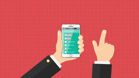 Cartoon hand using phone Stock Footage 244120584