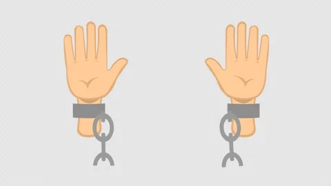 Cartoon hands breaking chains breaking free animation video Video stock 332804096