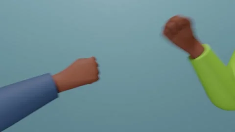 Cartoon hands doing a triple bump fist bump, both black,4K Video stock 297153622