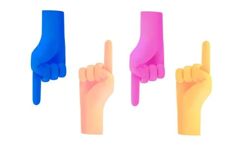 Cartoon hands with pointing up and down. 3d vector elements isolated on white Stock-Illustration