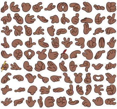 Cartoon Hands Set 2 Black Skin Color Illustrazione stock