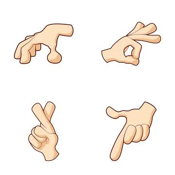 Cartoon hands showing various gestures and signals Stock Illustration