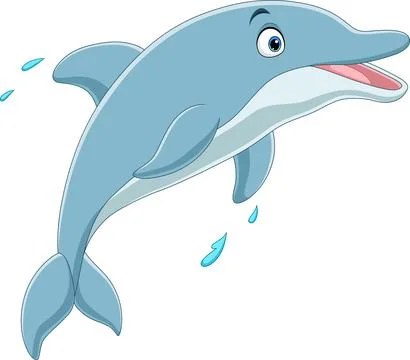 Cartoon happy blue dolphin jumping Stock Illustration