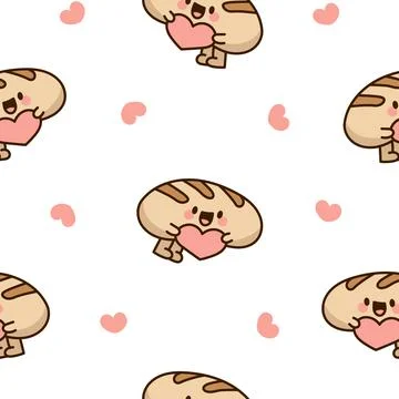 Cartoon happy bread. Seamless pattern. Stock Illustration
