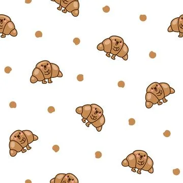 Cartoon happy bread. Seamless pattern. Illustrazione stock