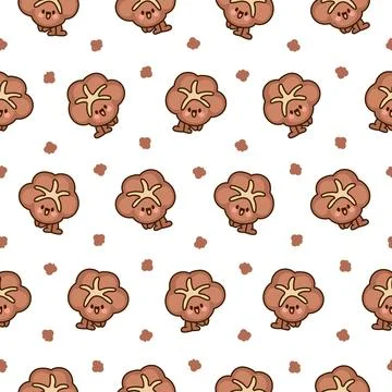 Cartoon happy bread. Seamless pattern. Stock Illustration