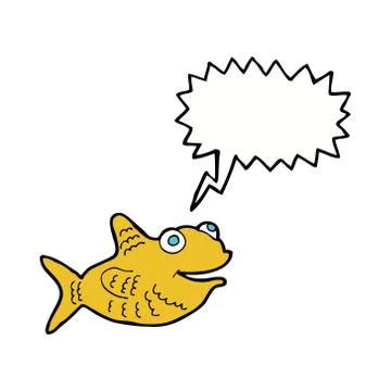 Cartoon happy fish with speech bubble Stock Illustration
