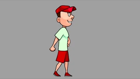 cartoon happy guy walking Stock Video Pond5