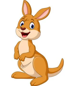 Cartoon Happy Kangaroo isolated on white background Stock Illustration