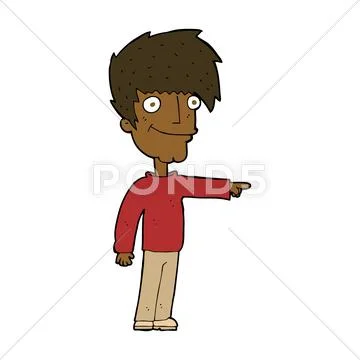 Cartoon happy man pointing Stock Illustration
