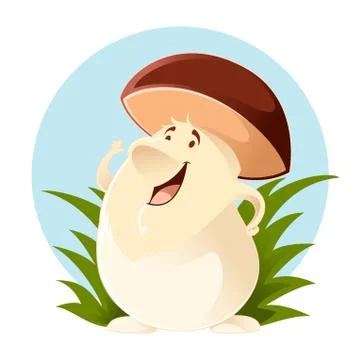 Cartoon happy Mushroom Stock Illustration