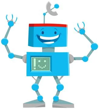 Cartoon happy robot or android fantasy character Stock-Illustration