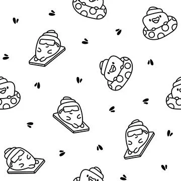 Cartoon happy seashell. Coloring Page. Illustrazione stock