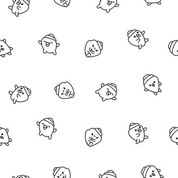 Cartoon happy seashell. Coloring Page. Illustrazione stock