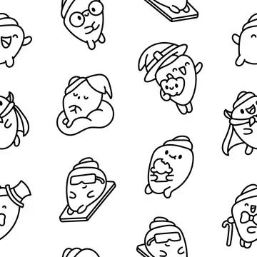 Cartoon happy seashell. Coloring Page. Illustrazione stock
