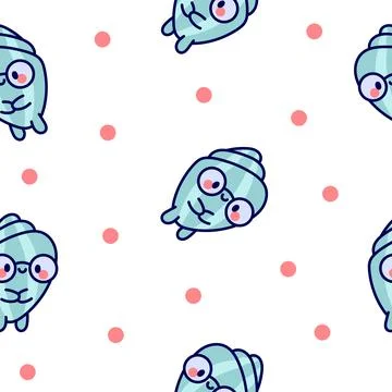 Cartoon happy seashell face characters. Stock Illustration