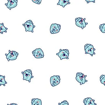 Cartoon happy seashell face characters. Stock Illustration