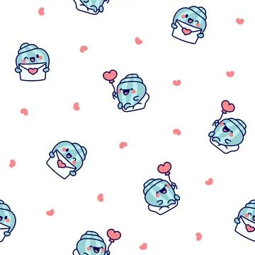 Cartoon happy seashell face characters. Stock Illustration