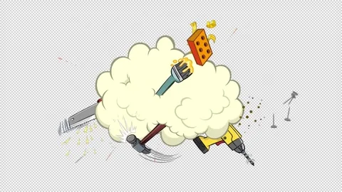 Cartoon Hard work cloud animation. Stock Footage 303662817
