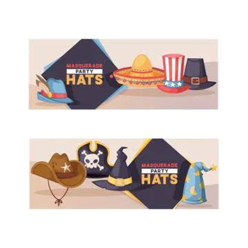 Cartoon hat pattern vector comic cap for carnival celebrating birthday party 库存插图