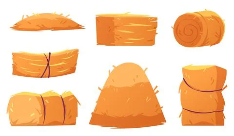 Cartoon haystacks of different shape and size Illustrazione stock
