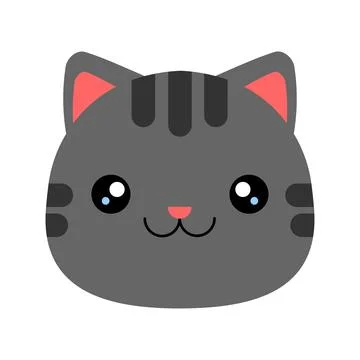 Cartoon head of a cute gray tabby cat. Illustrazione stock