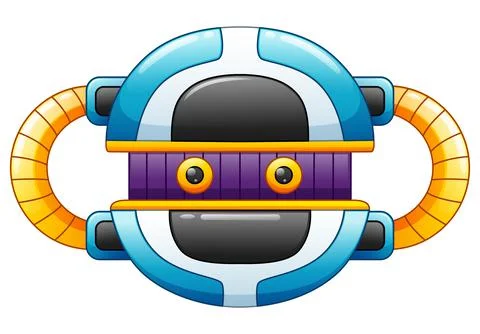 Cartoon Head Robot isolated on white background Stock Illustration
