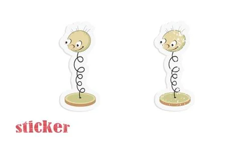 Cartoon head on a spring. Vector illustration in the form of a sticker in mod Illustrazione stock