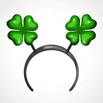 Cartoon headband icon with Clover shape ears. Head decor for party time. Stock Illustration