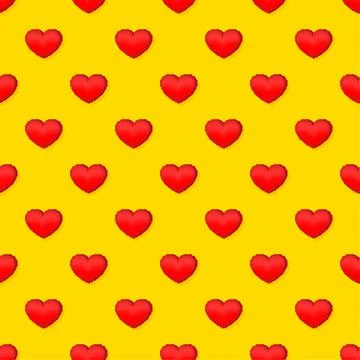 Cartoon heart pixel pattern for game design. Happy valentine day background Stock Illustration