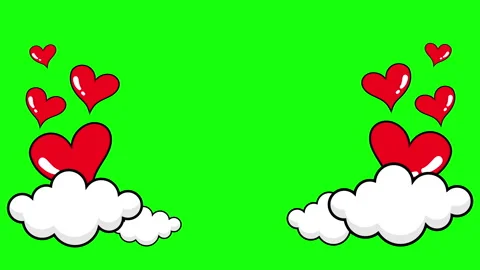 CARTOON HEARTS CLOUDS ISOLATED Stock Footage 263967571