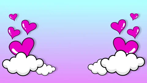 CARTOON HEARTS CLOUDS SKY Stock Footage 263968906