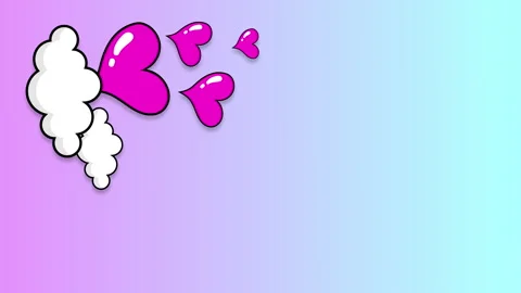 CARTOON HEARTS CLOUDS SKY VERT Stock Footage 263968846
