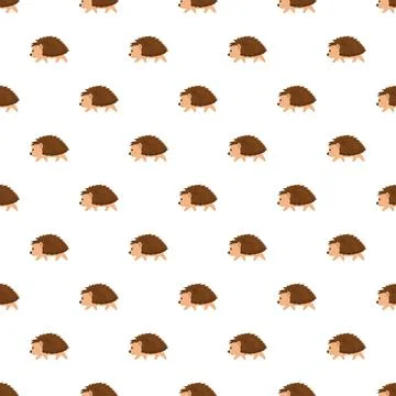 Cartoon hedgehog pattern repeating on white background Ilustración de archivo
