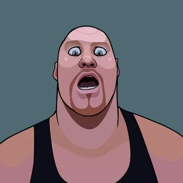 Cartoon hefty bald man opened his mouth in surprise Stock Illustration