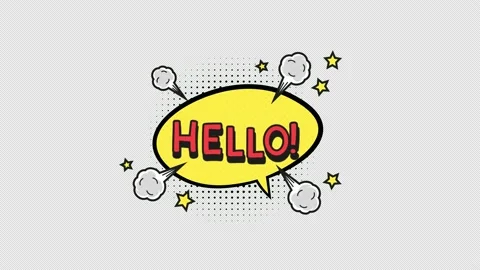 Cartoon hello Comic Bubble speech loop Animation video transparent backgrou.. Stock Footage 236743439