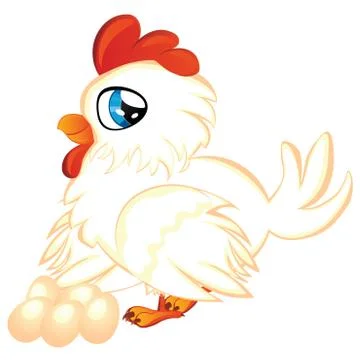 Cartoon Hen with Eggs Stock Illustration