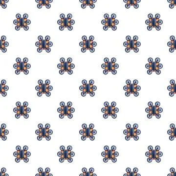 Cartoon hexacopter drone technology seamless pattern background 스톡 일러스트