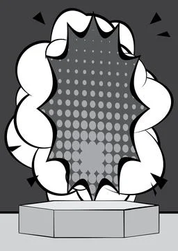 Cartoon Hexagonal gray Stage for mockup presentation. Comic Book Product po.. Illustrazione stock