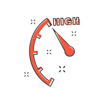 Cartoon high level icon in comic style. Speedometer, tachometer sign illustra Stock Illustration