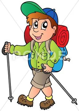 Cartoon hiker boy Stock Illustration