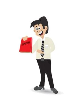 Cartoon holding manual book Stock Illustration