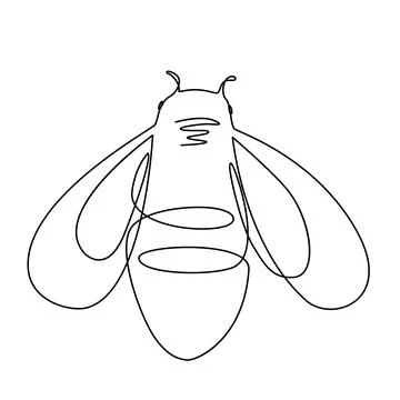 Cartoon Honey Bee logo vector icon. Continuous line drawing illustration Stock Illustration
