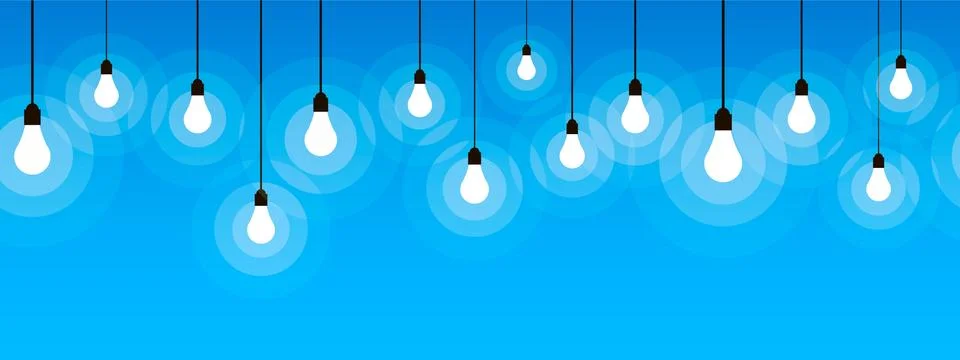 Cartoon horizontal seamless pattern of glowing white lights on a blue background Illustrazione stock