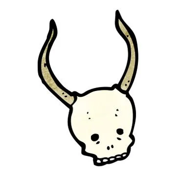 Cartoon horned devil skull Illustrazione stock